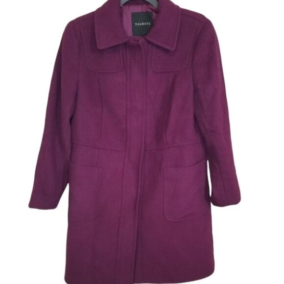 Talbots Wool Blend Dress Coat Size 8 Plum Color **Read Description - Picture 1 of 8